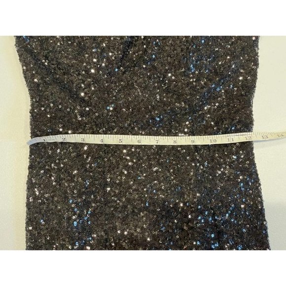 Akira Chicago Women Sequin Bodycon Dress Back V Mini Cap Sleeve Black Size Small - Picture 7 of 11